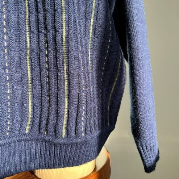Vintage Arnold Palmer Men’s XL Pullover Wool Grandpa Crewneck Sweater Navy Blue - Picture 4 of 9